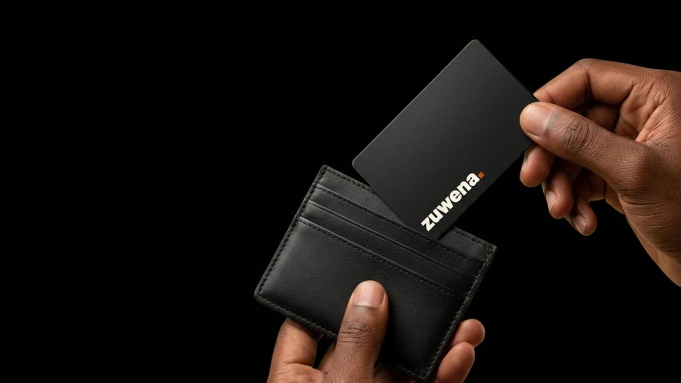 A Zuwena NFC card being taken from a wallet